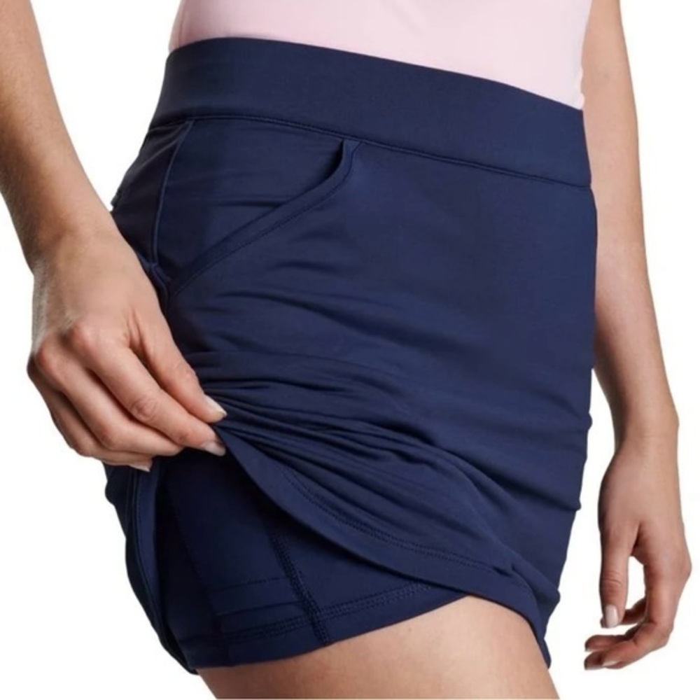 Peter Millar Navy Blue Womens Alice Petal Hem Golf Skort UPF 50+ Aun Protection